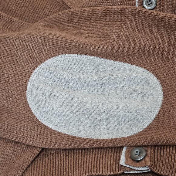 Men's‎ Roundtree & Yorke Brown With Gray Elbow Pads Button Up Cardigan Size XL - Picture 3 of 6
